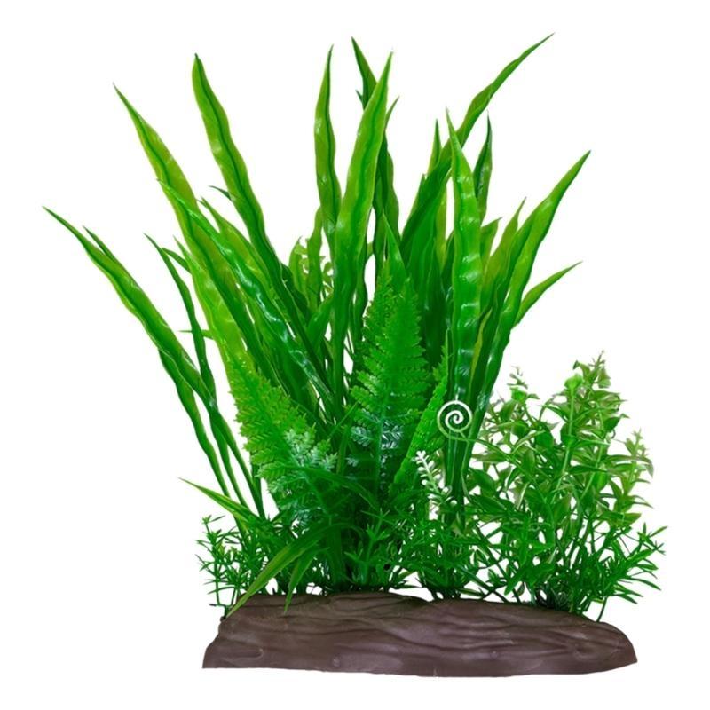 Fishtanks Landscaping Water Plant with Base Aquariums Safe Decorative Green Plant