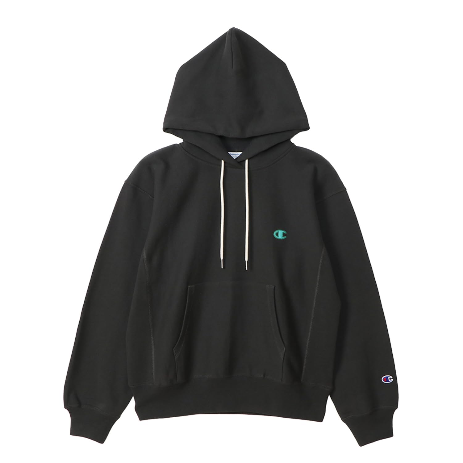 

Champion REVERSE Hooded Sweatshirt Long Crew Fleece Women s WEAVE(R) (CW-A101), Sleeve, Neck, 100% Cotton, Lining, One-Point Logo, Off-Black