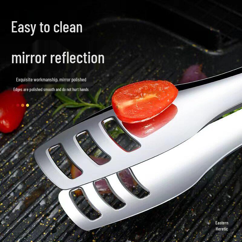 304 Stainless Steel Heat-Resistant Kitchen Tongs for Grilling, Frying, and Baking