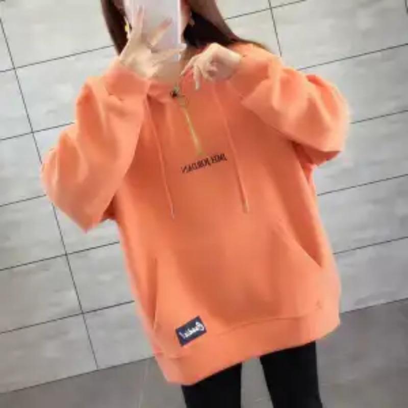 Neue Frühling- und Herbstmode, altersreduzierter Reißverschlusskragen, Buchstabendruck, Kängurutasche, lässiger, lockerer Oversize-Hoodie
