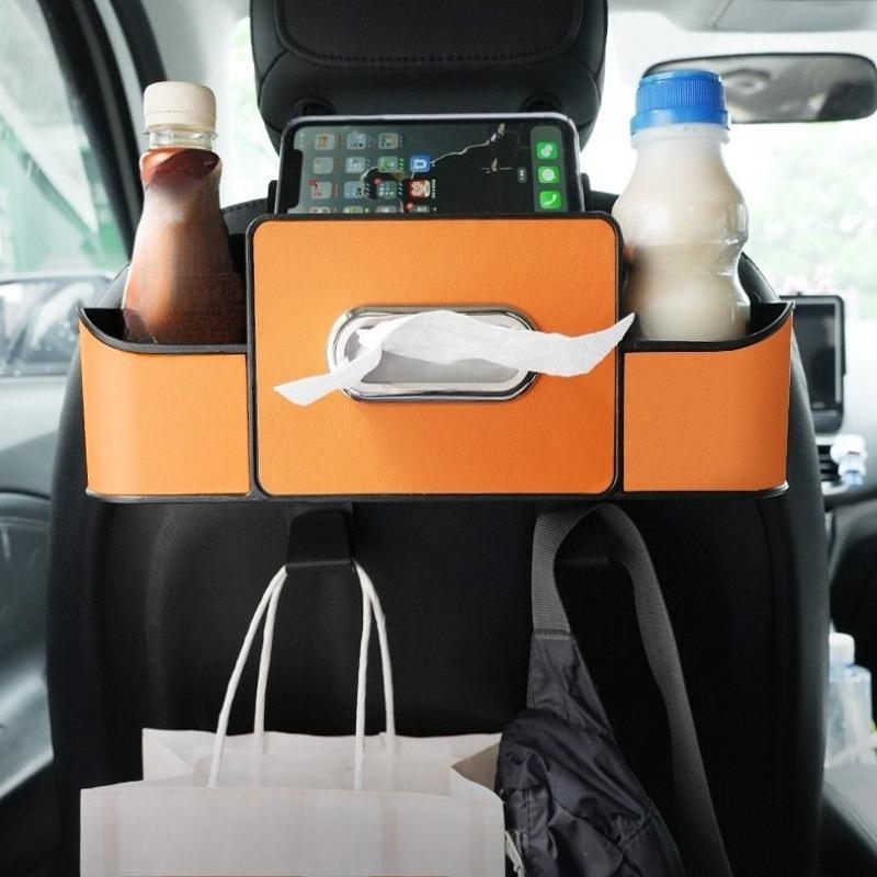 Auto Backseat Organizer for Auto Interior 7 In 1 Car Seat Back Cup Holder Storage Box Tissue Box with Hook Car Phone Holder