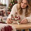 Retro Christmas Centerpieces Book Lover Gifts for Women, Just A Girl Who Loves Wooden Plaque, Winter Home Decor 2D Flat Reading Block Sign with Stand