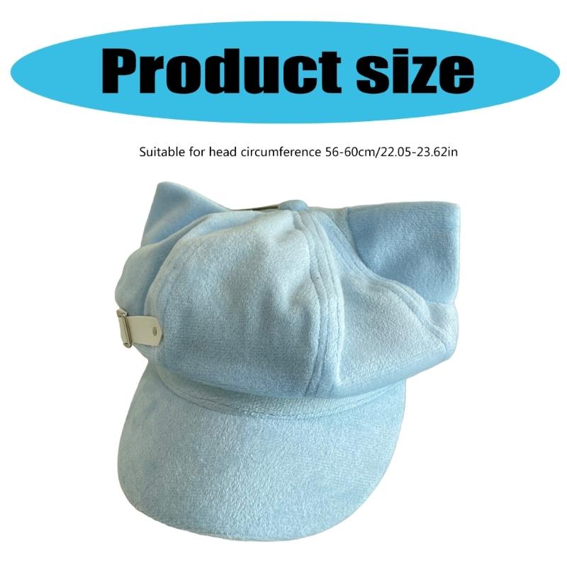 Handmade Berets Lovely Rabbit Painter Hat for Girls Furry Ear Cabbie Hat for Outdoor Leisure Casual Wear