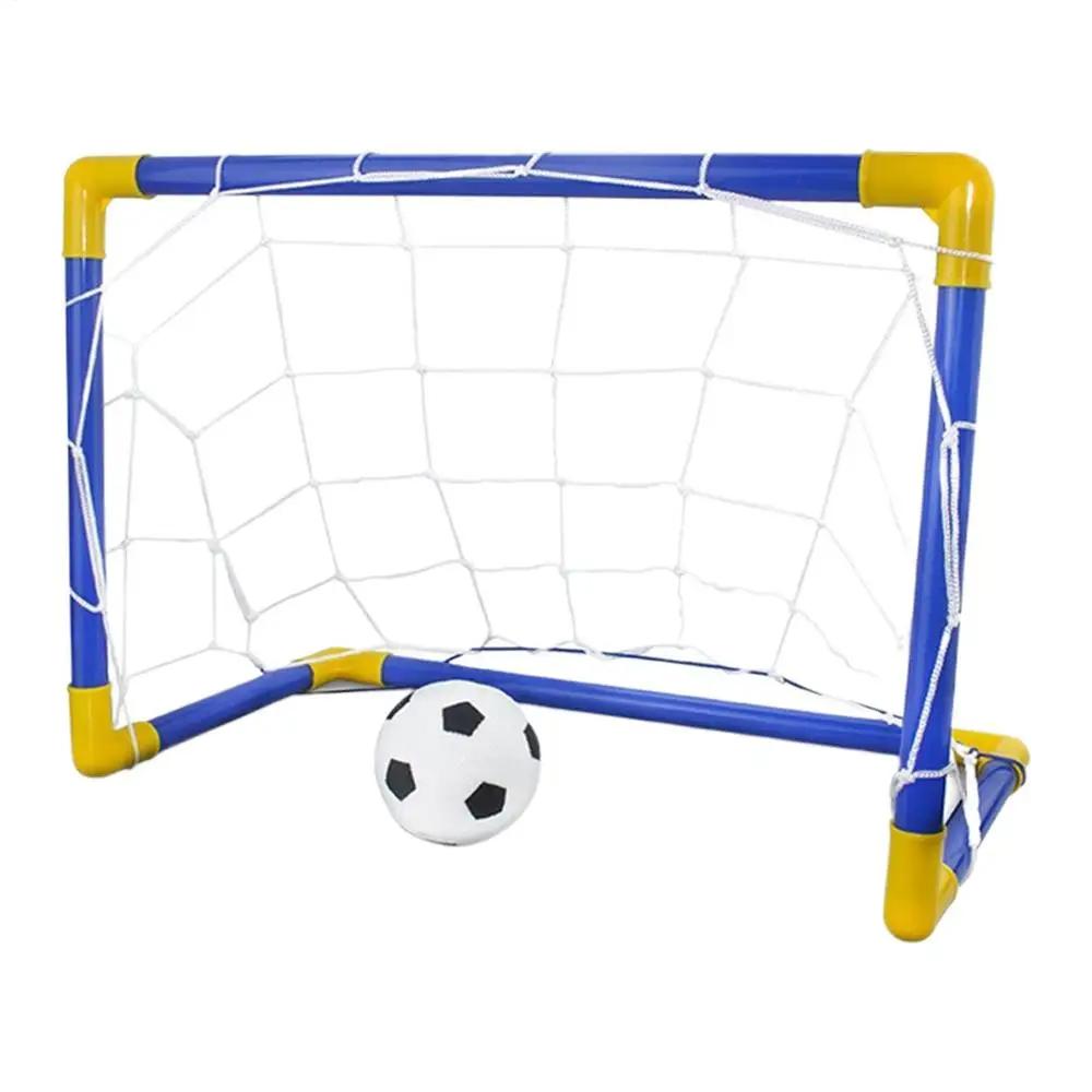 Indoor mini folding football soccer ball goal post net set pump kids sport outdoor home game toy child birthday gift plastic