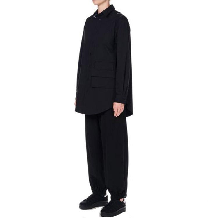 Y-3 Casual Solid Color Polo Collar Long Sleeve Shirt Unisex Shirts Black H63044