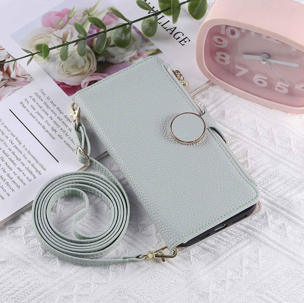 Crossbody Phone Case with Leather Wrist Strap for IPhone Air 17 16 15 14 13 12 11 Pro Max 7 8 Plus Wallet Cover with Card Slots