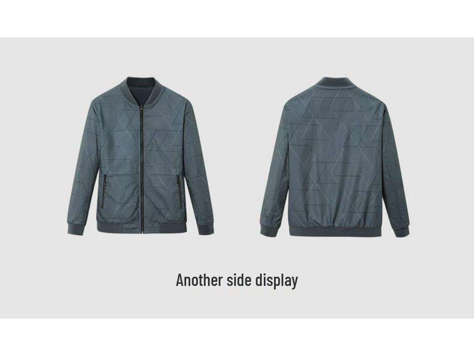 Men's Reversible All-Purpose Jacket - Autumn Workwear Style with Baseball Collar and Pockets