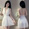 Fan Lei Sexy Deep V Backless Mesh Nightgown Loungewear
