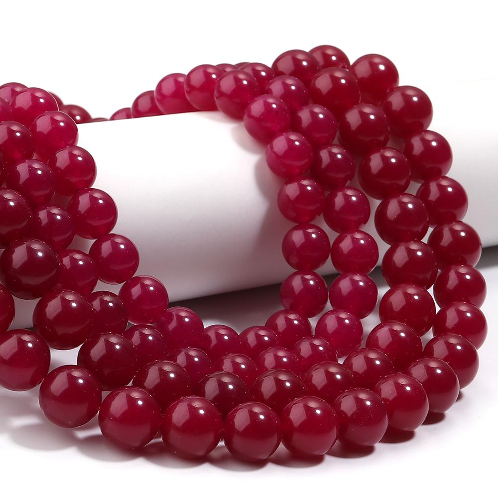 1 Strand Natural Purple Red Chalcedony Stone Beads 4 6 8 10 12mm Round Gemstone Beads for Jewelry Making DIY Bracelets Necklace