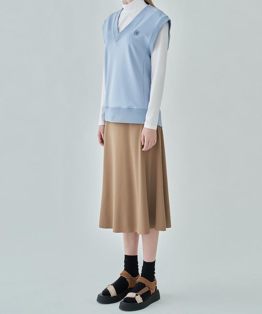 AIMSWING+8 Logo Elastic Banding Flare Skirt _ Beige