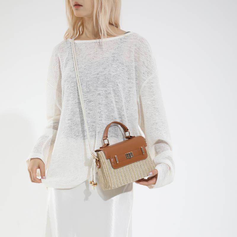 Summer Fashion Straw Woven Handbag Bag Women's New Simple Casual Woven Shoulder Messenger Box Bag