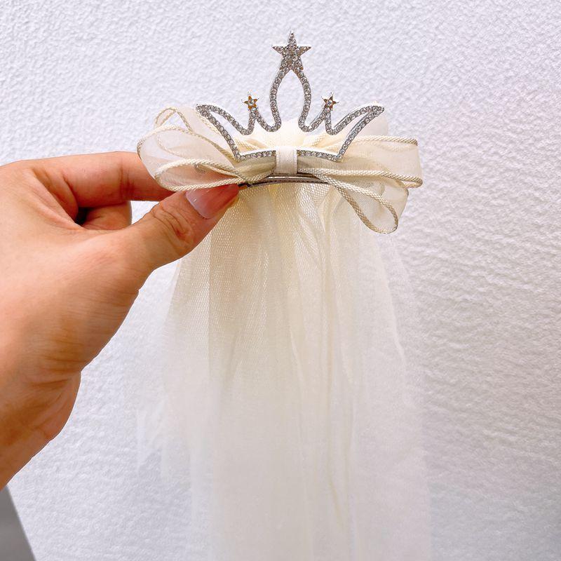 Neue Perle Bogen Haar Clips Gaze 3D Prinzessin Süße Haarspangen für Kinder Kopfbedeckungen Mädchen Kinder Haar Zubehör