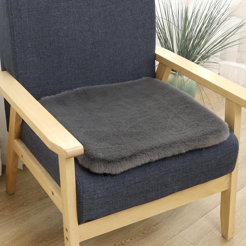Thick Faux Rabbit Fur Seat Cushion for Office/Car - Perfect for Autumn & Winter