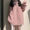 Women's Fleece-Lined Hooded Jacket: Loose Fit, Versatile Long-Sleeve Sweatshirt for 2024 Autumn/Winter, Japanese Student Style, Warm Top