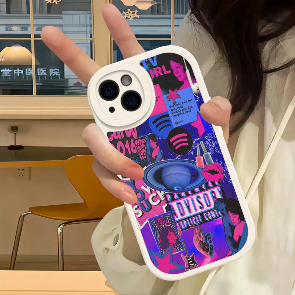 Pink Blue TV Girl Phone Case For IPhone 16 15 14 13 12 11 Pro Max Plus Soft Leather Cover