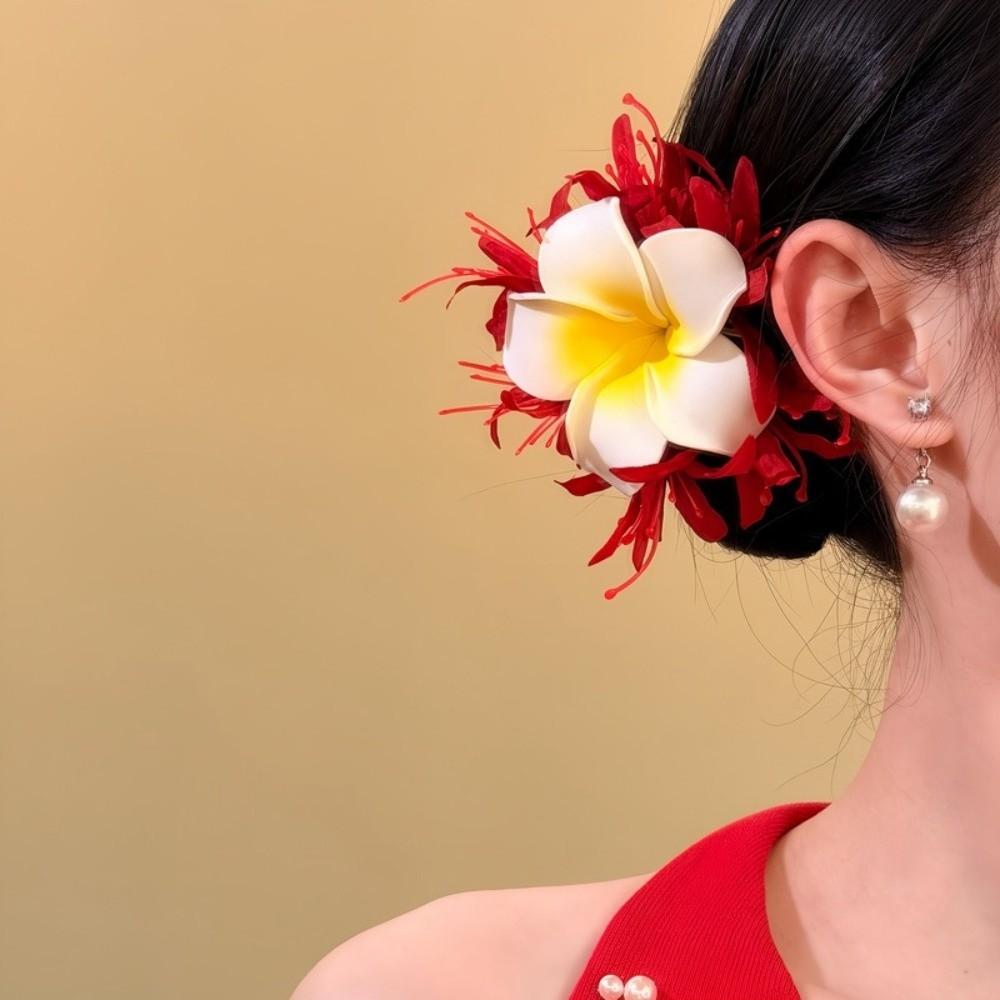Sweet Egg Flower Duckbill Clip Fresh Frangipani Hair Stick Seaside Holiday