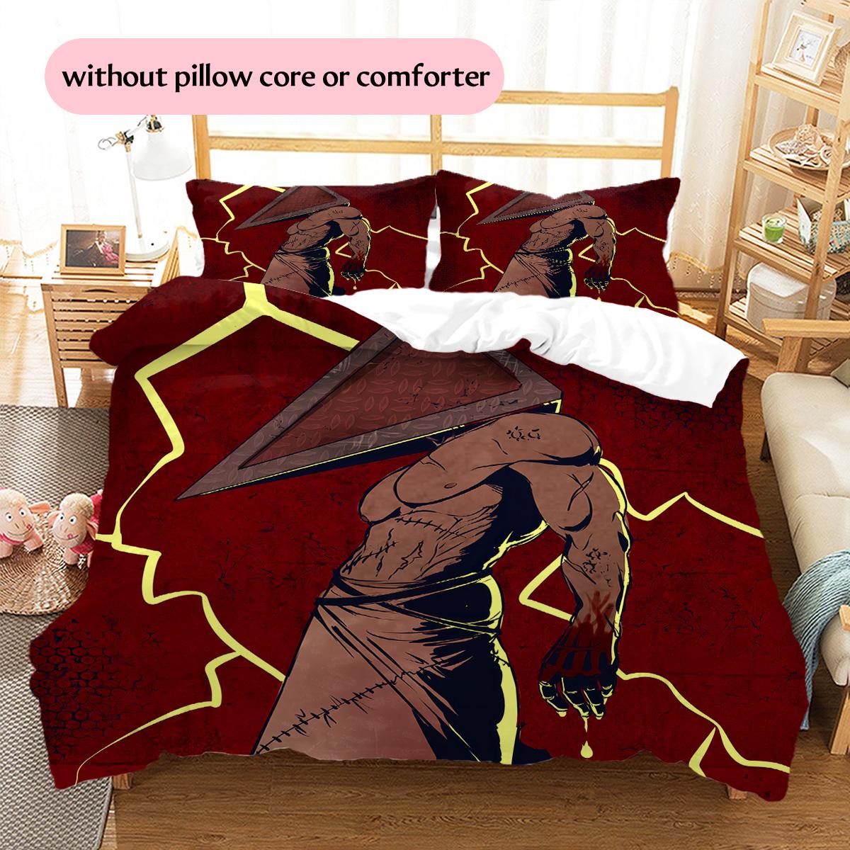 

Pyramid Head Pattern Bedding Quilt Set Home Decoration Gift (1 * duvet cover + 2 * pillowcase without core) 135x200cm