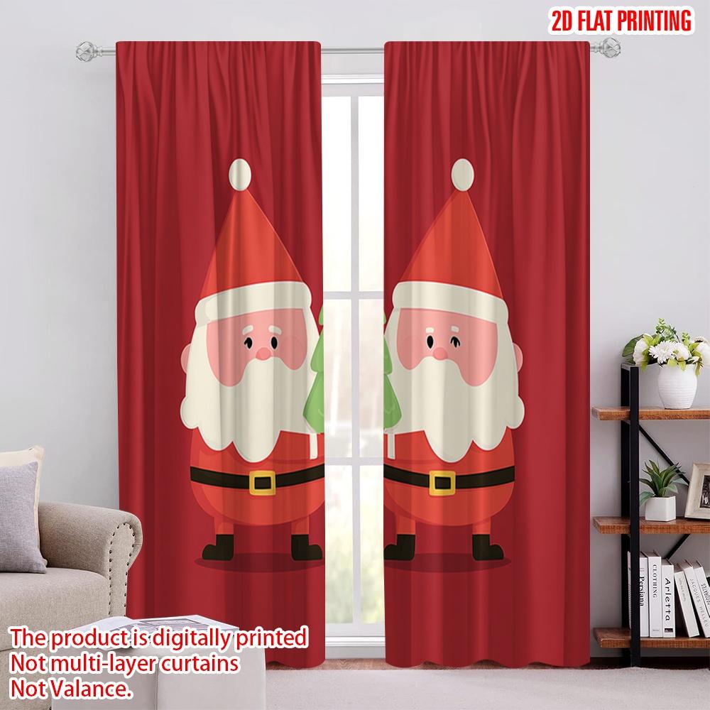 

2pcs,2D plane printing Curtains Digital Printed Santa Claus_ Christmas Tree Versatile Durable Polyester (without rod) 52.50 × 116.00 cm 2 pcs