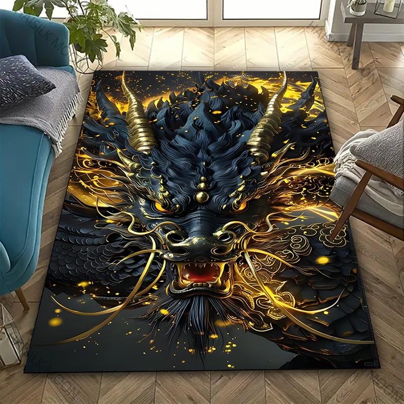 Sacred and Magnificent Oriental Dragon Carpet New Release! Rug for Living Room Bedroom,Office Areas,Durable Machine Washable Mat