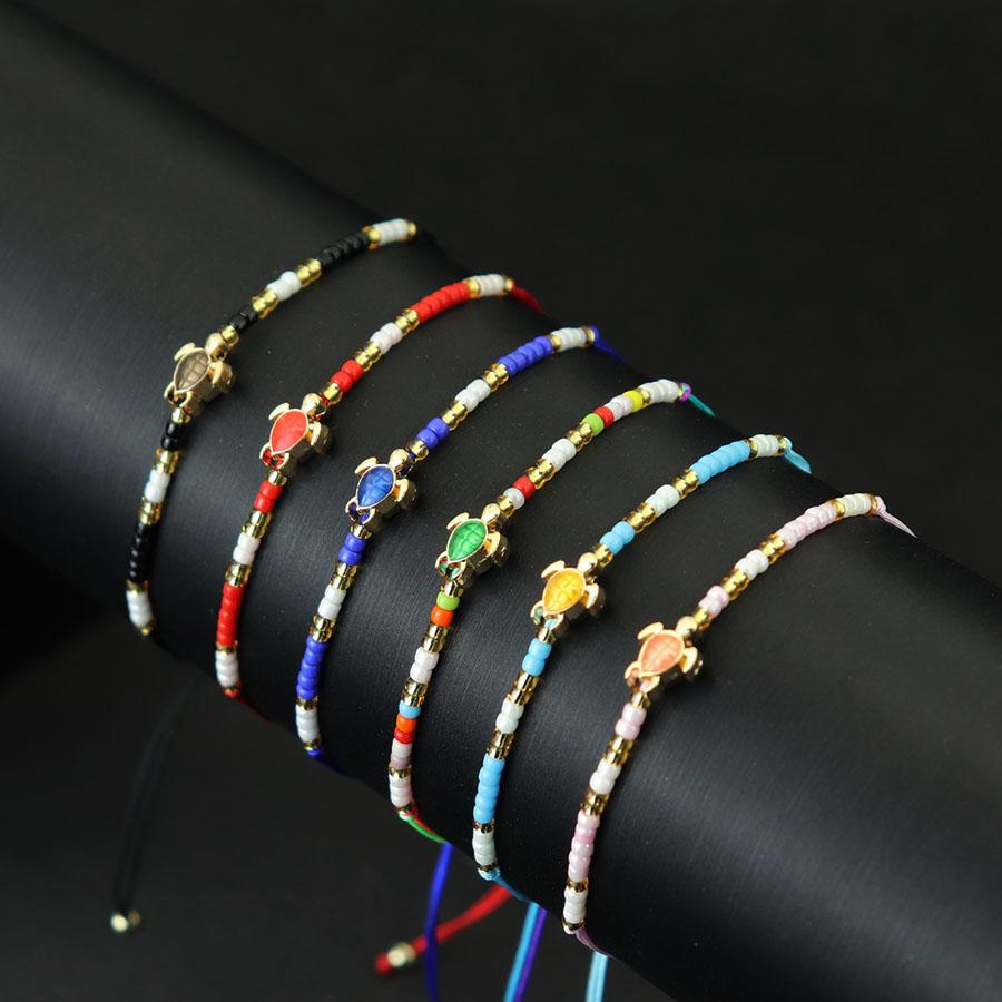 New Turtle Bracelet For Women Handmade Weaven Macrame Braslet Seed Beads Braclet Leisure Pulseira Outdoor Beach String Jewelry