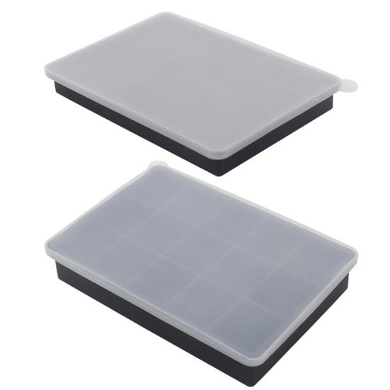 Silicone Ice Cube Tray with Lid 15&24 Cavity Flexible Mold for Ice Cubes Chocolate Jelly Microwave Oven Freezer Safe Baking