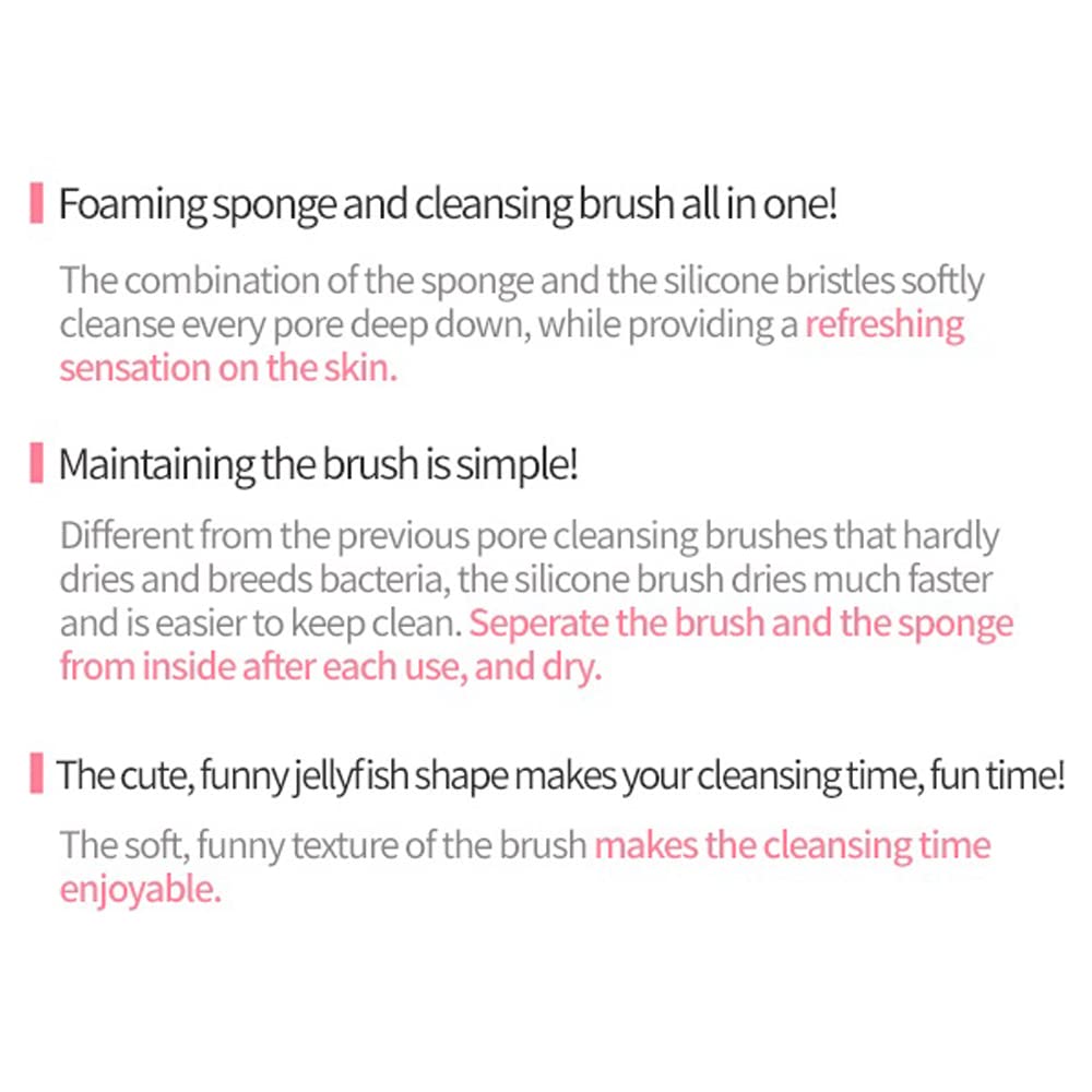 ETUDE My Beauty Tool Jellyfish Silikonborste | Allt-i-ett Djup Porrengöringssvamp & Borste, för Exfoliering, Massage, Rengöring Mjuk Borste