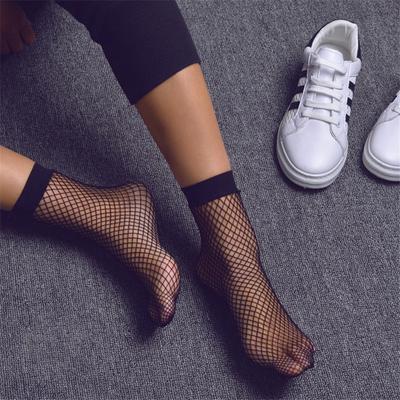 Punk Damen Mädchen Sexy Schwarz Ausgeschnitten Atmungsaktives Netz Fischnetz Socken Weiblich Gothic Dehnbar Kurze Strümpfe Knöchelsocken