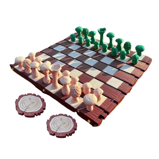 1 juego de ajedrez magnético con setas del bosque y tablero enrollable para niños y adultos, portátil, educativo, de viaje.