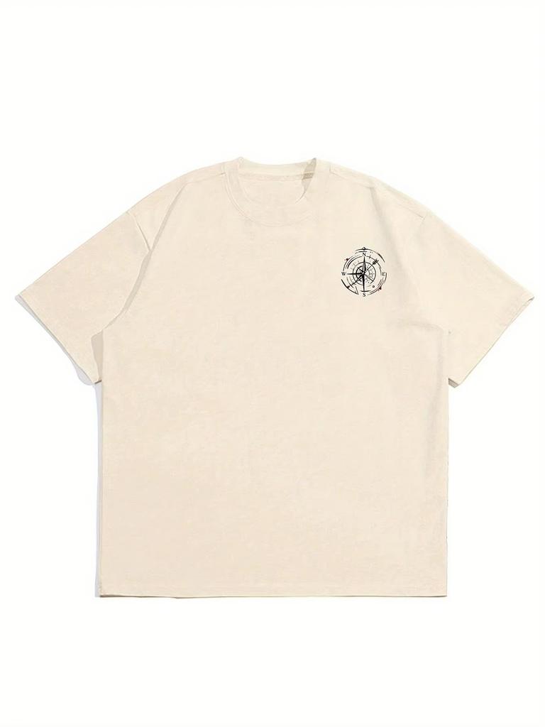 Summer New Men's Compass Pattern Printed T-shirt For Men Outdoor Short Sleeve O-neck Tees Casual Men's Clothing Oversized Tops