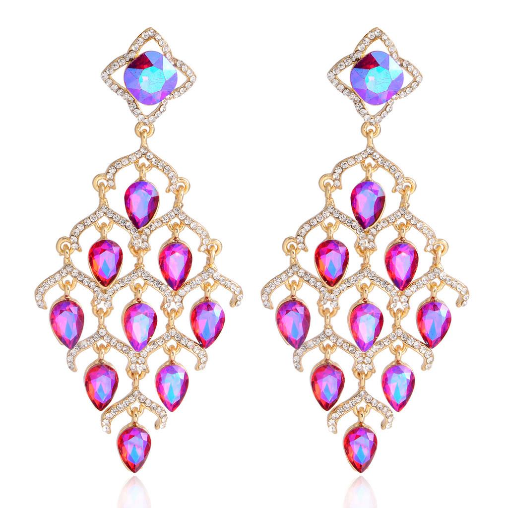 Geometric Alloy Earrings With Zirconia For Elegant Evening Wear