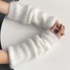 Solid Color Plush Leg Warmers Gloves Women Girl Lolita Winter Thickened Y2k Knitted Wool Leg Cover Pile Socks Calf Socks