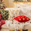Gold Christmas Cushion Cover Velvet Cozy Soft Bronzing Snowflake Deer Printed Pillow Case Winter Holiday For Sofa Bed Home Decor