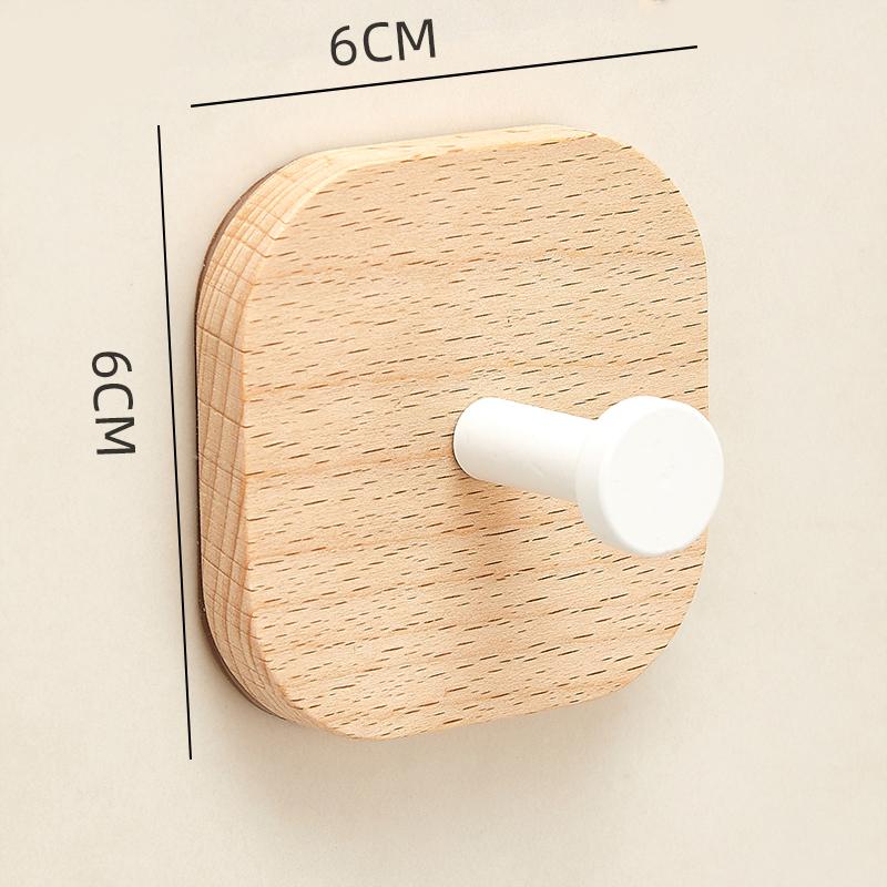 Self-adhesive Wood Hook Hanging Hanger Bathroom Kitchen Wall Hook Bedroom Coat Storage Rack Home Towel Key Home And decoration H