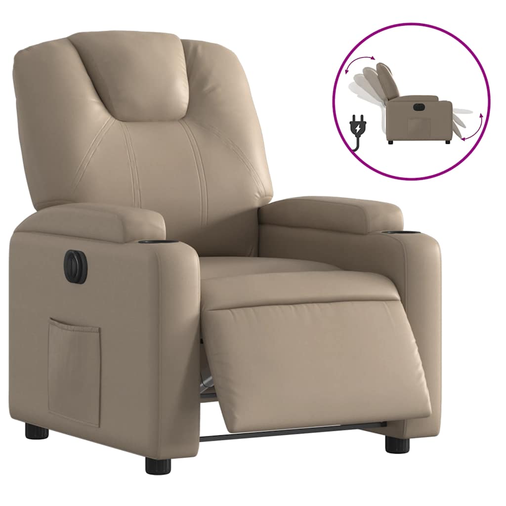 Electric Recliner Chair Cappuccino Brown Faux Leather