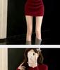 Red Slim-Fit Hip-Hugging Skirt for Women - Perfect for Layering Under Coats in Autumn and Winter