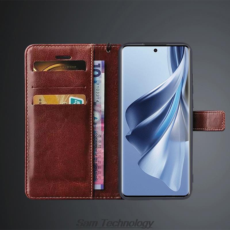 Etui z okładką na karty dla OPPO Reno10 / Reno 10 Pro 6.7" Globalne Skórzane Etui typu Flip Retro Etui Portfelowe Biznesowe Fundas Coque