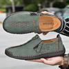 Spring and Autumn New Men's Sleeve Casual Shoes Fashion Zipper Large Size Loafers Foreign Trade Handmade Business Leather Shoes