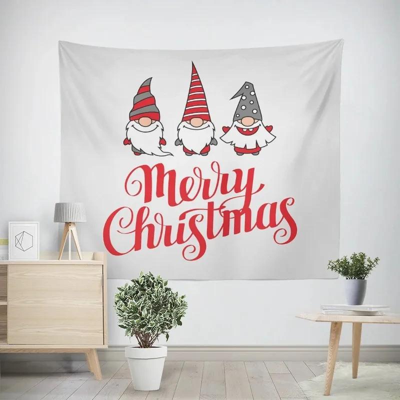 New Year Christmas Cartoon Santa Claus Pattern Tapestry Living Room Sofa Home Decoration Christmas Gift