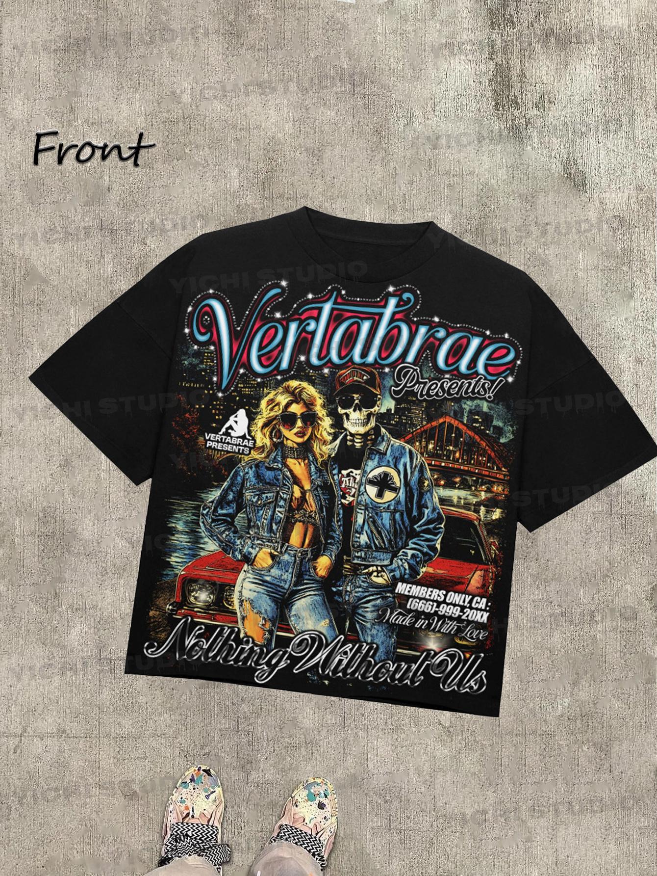 

Casual Short Sleeve Hip Hop Graphic 100% Cotton T-Shirt Men s Summer Y2K Vintage Oversized T-Shirt Streetwear Men s Women s Top 5XL різнокольоровий