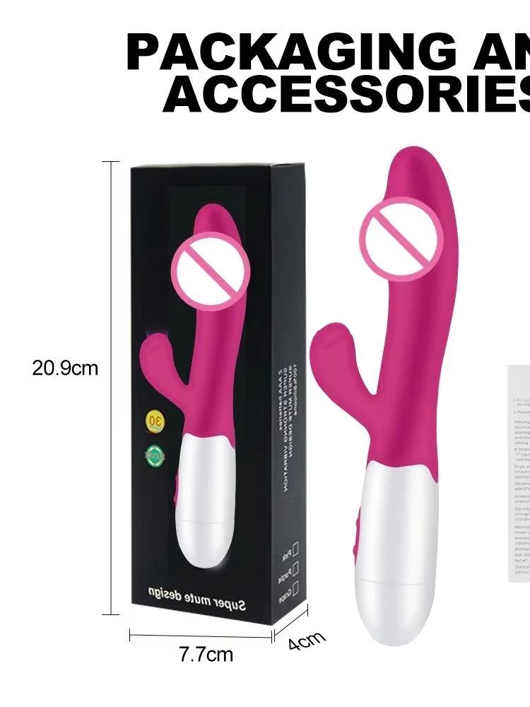 New Rabbit Vibrator for Women 30 Speed Rechargeable G Spot Clitoris Stimulator Dildo Vagina Female Climax Masturbator Sex Toys for Aldult Insert Dildo