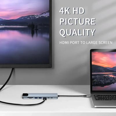 8-in-1 USB C Hub Multiport Adapter with HDMI/4K/USB 3.0/SD Card Reader/PD Charging for MacBook/Windows/Laptop