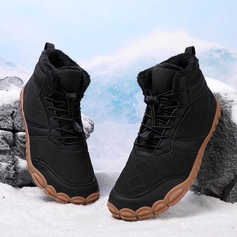 TUINANLE Winter Footwear Barefoot Shoes Womens Hiking Boots Wide Toe Box Walking Shoes Men Plush Boots