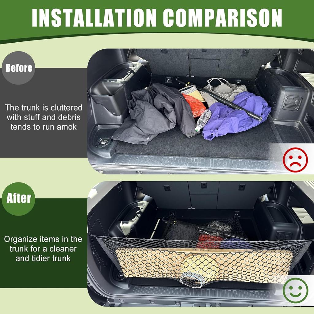 Trunk Cargo Net For 2010-2024 Toyota 4Runner 2 Row Model Only, Trunk Organizer Luggage Mesh Net Anti-Slip Rear Cargo Netting For 4 Runner SUV