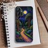 Starry Night Whimsical landscape Phone Case For Samsung Galaxy A73,21,22,32,71,53,52,51,80,5G Soft Black Cover