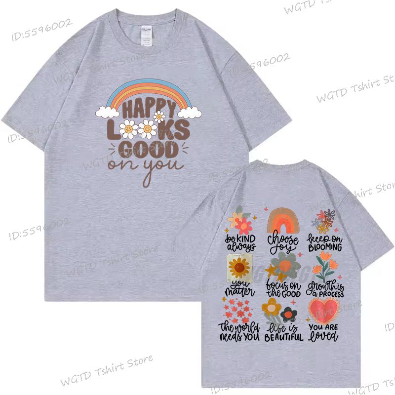 Be Kind Always Shirt Inspirational Quotes Gift for Women Happy Looks Good on You Summer Tops Tees Positive Quotes Woman T-shirts