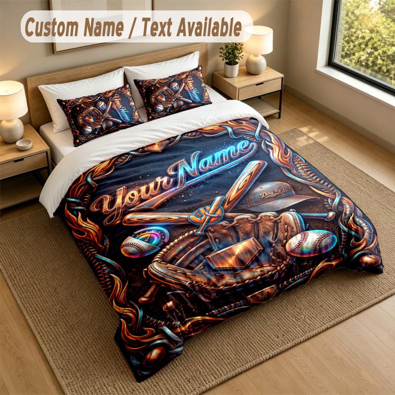 Decorative Artwork Theme Personalized 3Pcs Bedding Set Custom Text & Name 1 Sheet 2 Pillowcases Household Bedding 1pc