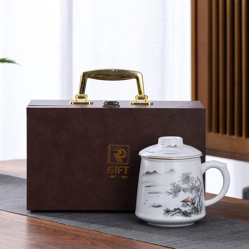 Ceramic Tea Infuser Mug with Lid and Custom Logo - Large Capacity