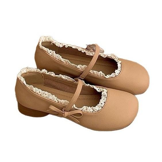 2025 neue französische Retro Mary Jane Schuhe Damenwort mit flachem Mund einzelne Schuhe mit Rock Ballerinas kleiner Duft