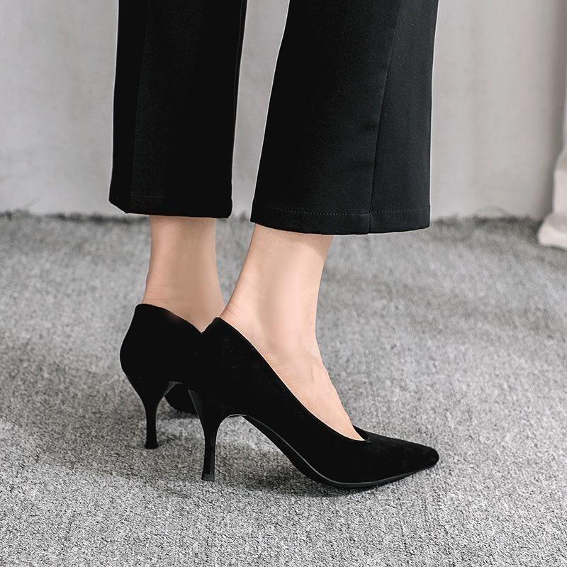 Stiletto High Heels Versatile Interview Work Shoes Etiquette Professional Pointed Single Shoes Summer and Autumn New Stiletto Pointed