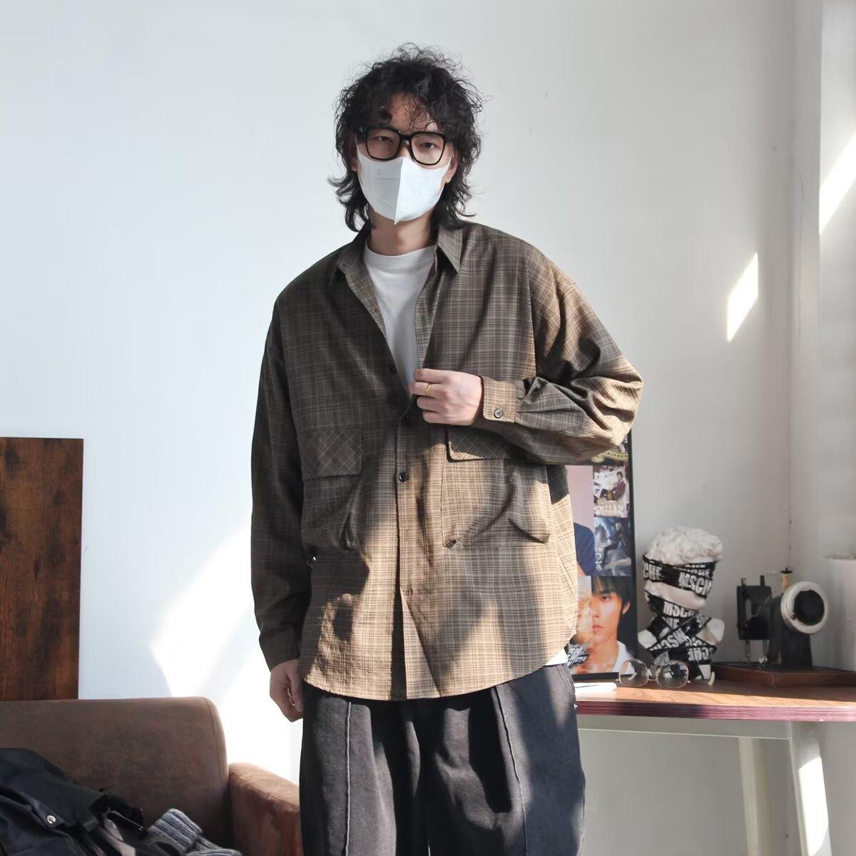 

Рубашка с длинным рукавом с буквенным принтом 2024 года в японском стиле в стиле Гонконга, свободная рубашка для мальчиков, летнее модное универсальное повседневное пальто XL зелёный